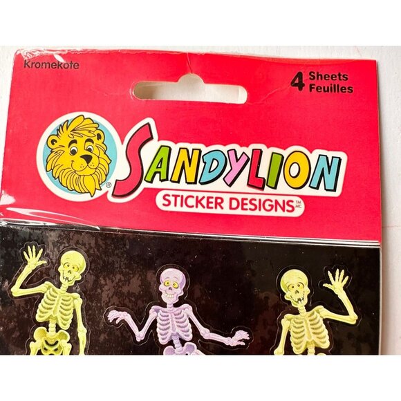 Vintage Sandylion Skeleton Stickers Halloween New Sealed Rare Goth Scrap… - Picture 6 of 10